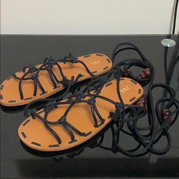 Zara tie around ankle lace strappy sandals